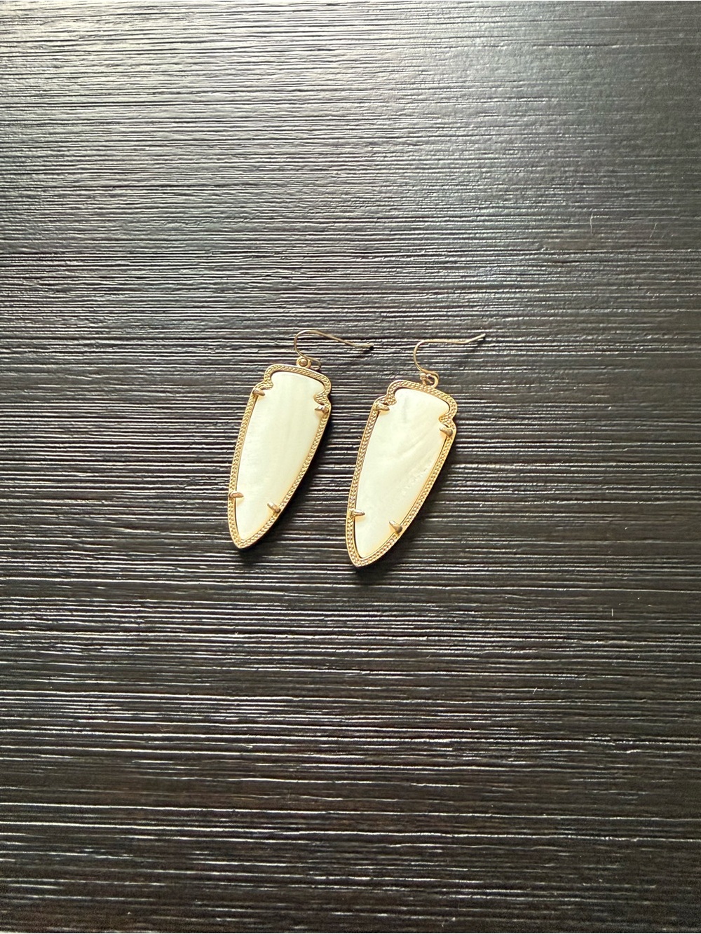 Kendra Scott Ivory Teardrop Gold-Trim Dangle Earrings